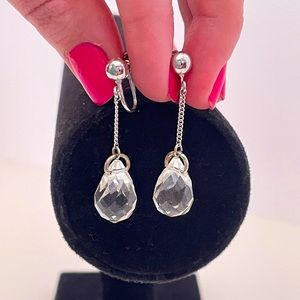 Vintage 60’s SORRENTO Sterling Silver Real Crystal Luxury Screw Back Earrings